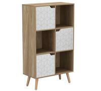 Urbn-Living Oak, White, Beech - 6-Cube Shelving Unit With 2 Geo Doors And Legs