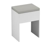 Urbn-Living Padded Grey Dressing Table Stool W/ Faux Leather Cushioned Engineered Wood Seat