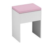 Urbn-Living Padded Pink Dressing Table Stool W/ Faux Leather Cushioned Engineered Wood Seat