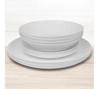 Urbn-Living Queensway Home & Dining 26Cm Diameter 12 Pcs White Opal Glass Luna Dinner Plates Soup Bowls Dinnerware Set