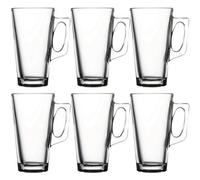 Urbn-Living Queensway Home & Dining 385Ml 6 Pcs Tall Glass Drinking Coffee Tea Juice Mugs With Handle