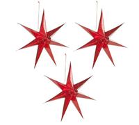 Urbn-Living Red - Led Paper Star Hanging Christmas Lanterns