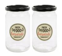 Urbn-Living Set Of 2 - 650Ml Airtight Glass Storage Jars With Metal Lid