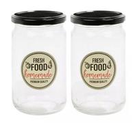 Urbn-Living Set Of 2 - 800Ml Airtight Glass Storage Jars With Metal Lid
