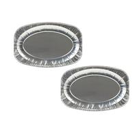 Urbn-Living Set Of 2 - Oval Aluminium Serving Platter - 35.5X 23.5Cm