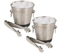 Urbn-Living Set Of 2 - Stainless Steel Ice Bucket And Tongs Set