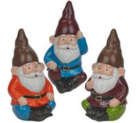Urbn-Living Set Of 3 Ceramic Garden Gnome Ornaments Weather-Resistant For Patio And Porch Decor
