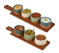 Urbn-Living Set Of 4 - 4/5 Piece Bamboo Dip Bowl Serving Set