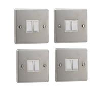 Urbn-Living Set Of 4 - Bg 10A Double 2-Way 2-Gang Stainless Steel Light Switch