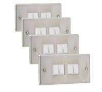 Urbn-Living Set Of 4 - British General Stainless Steel 10A 4-Gang 2-Way Light Switch Plate