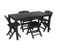 Urbn-Living Set Of 5 - Anthracite Plastic Dining Table & Folding Chairs
