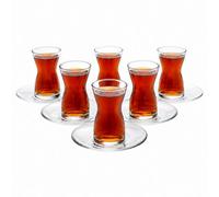 Urbn-Living Set Of 6 130Ml Glass Tea Cup & Saucer Stackable Dishwasher & Microwave Safe Gift Boxed