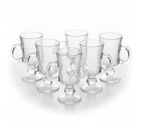 Urbn-Living Set Of 6 - 230Ml Pasabahce Footed Glass Coffee Mugs Drink Cups Set