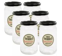 Urbn-Living Set Of 6 - 800Ml Airtight Glass Storage Jars With Metal Lid