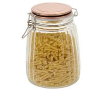 Urbn-Living Spotted - 1.5L Hermetic Glass Spotted Jar With Copper Colour Lid