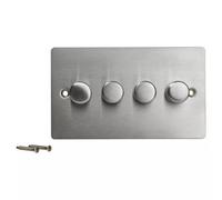 Urbn-Living Stainless Steel - Volex Crabtree 4-Gang Dimmer Light Switch - Flush Style