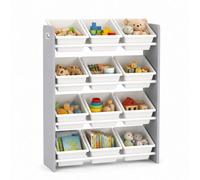 Urbn-Living Tall 4 Tier Grey Multi-Tier Kids Toy & Book Unit With Removable Plastic Bins & Carry Handles