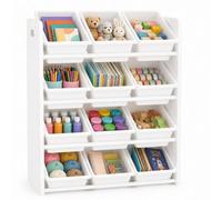 Urbn-Living Tall 4 Tier White Multi-Tier Kids Toy & Book Unit With Removable Plastic Bins & Carry Handles
