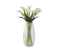 Urbn-Living Tall Large Fluted Glass Vase Ribbed Clear Flower Holder Modern Indoor Living Room Table Decor