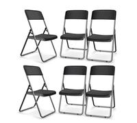 Urbn-Living Urbngarden 82Cm Height Black 6Pcs Rattan Effect Metal Folding Chairs Outdoor Indoor Dining Furniture