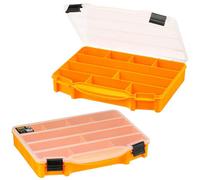 URBNLIVING 10" Tool Organiser Storage Box, Plastic Case with 10 Compartments for Screws, Nails, Bolts, Bits & Small Parts, Clear Lid, Secure Locking Clips, Ideal for DIY, Garage, Workshop Use, 2-Pack