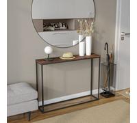 Urbn-Living Urbnliving 100.5Cm Width Rustic Brown Wooden Free Standing Hallway Console Table Living Room Shelf Display With Metal Legs