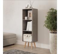 Urbn-Living Urbnliving 100Cm Height Cedar Grey 3-Tier Cube Display Cabinet With Scandinavian Beech Legs