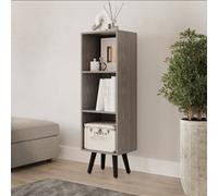 Urbn-Living Urbnliving 100Cm Height Cedar Grey 3-Tier Cube Display Cabinet With Scandinavian Black Legs