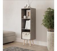 Urbn-Living Urbnliving 100Cm Height Cedar Grey 3-Tier Cube Display Cabinet With Scandinavian Pine Legs