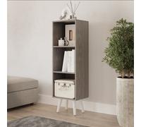 Urbn-Living Urbnliving 100Cm Height Cedar Grey 3-Tier Cube Display Cabinet With Scandinavian White Legs