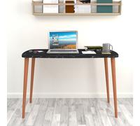 Urbn-Living Urbnliving 105Cm Width Black Marble Home Office, Study Computer Desk Solid Modern Wooden With Scandi Legs