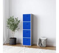 Urbn-Living Urbnliving 106Cm Height Grey 4-Tier Cube Shelving Unit With Dark Blue Inserts