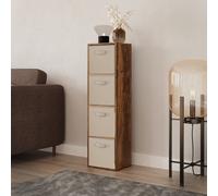 Urbn-Living Urbnliving 106Cm Height Rustic Brown 4-Tier Cube Shelving Unit With Beige Inserts