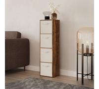 Urbn-Living Urbnliving 106Cm Height Rustic Brown 4-Tier Cube Shelving Unit With Cream Inserts