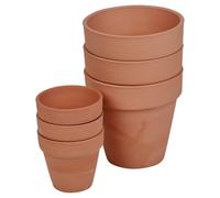 URBNLIVING Terracotta Round Plant Pots with Drainage Hole - Set of 3/6 Classic Design Garden Flower Planters, Ideal for Indoor and Outdoor Use, Durable Herb Flower Pots for Home and Garden Deco
