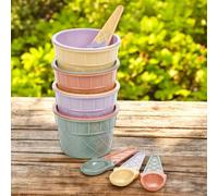 Urbn-Living Urbnliving 10Cm Width 8 Pcs Ice Cream Set Kids Party 4 Bowls & Spoons Multicolour Dessert Cups Scoops