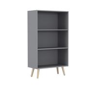 Urbn-Living Urbnliving 110Cm Height 3 Tier Grey Bookcase Storage Cabinet Scandinavian Style Pine Legs Dining Room Display Unit