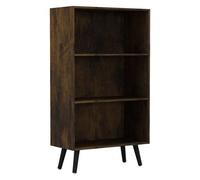 Urbn-Living Urbnliving 110Cm Height 3 Tier Rustic Brown Bookcase Storage Cabinet Scandinavian Style Black Legs Room Display Unit