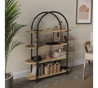 Urbn-Living Urbnliving 118Cm Height 4 Tier Oak Wooden Shelving Arched Unit Storage Bookcase Display Shelves