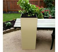 Urbn-Living Urbnliving 12.5Cm Width Mocha Colour Square Flower Plant Pot Indoor Outdoor Garden Patio Planters