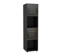 Urbn-Living Urbnliving 120Cm 4 Cube Black Bookcase With 2 Black Metal Door Display Storage Unit Shelving Cupboard