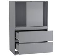 Urbn-Living Urbnliving 120Cm Height 2 Door 2 Drawer Side Cabinet Unit Cupboard Drawer Storage Home Office Furniture, Grey