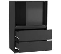 Urbn-Living Urbnliving 120Cm Height 2 Door 2 Drawer Side Cabinet Unit Cupboard Drawer Storage Home Office Furniture, Black