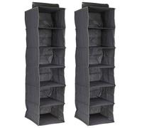 Urbn-Living Urbnliving 120Cm Height 6 Compartment Hanging Clothes Storage Organiser Shelves Collapsible Closet Rack, Set Of 2