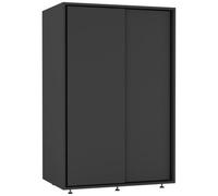 Urbn-Living Urbnliving 120Cm Height Black Carcass With 2 Black Sliding Doors Wardrobe Bedroom Storage Closet Hanging Rail Cupboard Unit