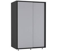 Urbn-Living Urbnliving 120Cm Height Black Carcass With 2 Grey Sliding Doors Wardrobe Bedroom Storage Closet Hanging Rail Cupboard Unit