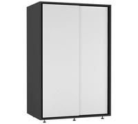 Urbn-Living Urbnliving 120Cm Height Black Carcass With 2 White Sliding Doors Wardrobe Bedroom Storage Closet Hanging Rail Cupboard Unit