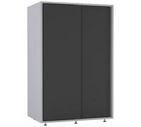 Urbn-Living Urbnliving 120Cm Height Grey Carcass With 2 Black Sliding Doors Wardrobe Bedroom Storage Closet Hanging Rail Cupboard Unit
