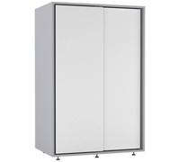 Urbn-Living Urbnliving 120Cm Height Grey Carcass With 2 White Sliding Doors Wardrobe Bedroom Storage Closet Hanging Rail Cupboard Unit