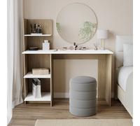 Urbn-Living Urbnliving 120Cm Height Oak & White Computer Desk Workstation 4-Tier Shelves Home Office Study Writing Table